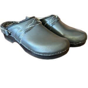 Sven Clog Master Women's Gray Leather Woven Clogs US 7.5-8
